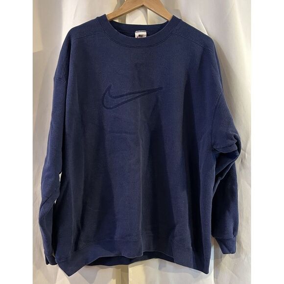 Nike Other - Vintage 90s Nike Swoosh Rare Sweatshirt Crewneck Size XL Navy Blue USA